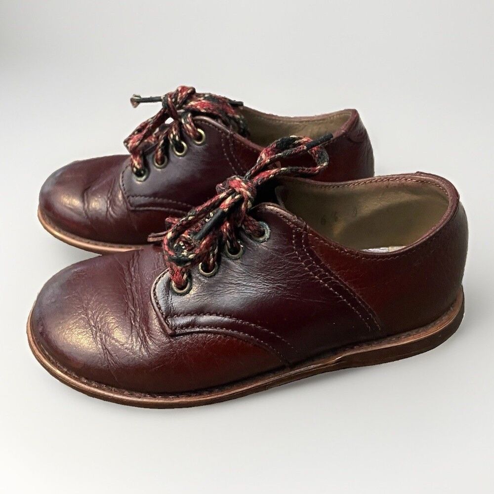 Vintage Peterman Shoes Burgundy Leather Toddler Oxford 6.5T Lace Up